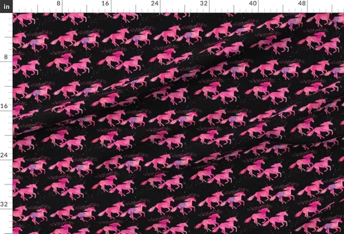Miniatura 2 de Spoonflower Tela – Unicornios de acuarela negro rosa mágico impreso en tela de gasa cuarto gordo – costura moda vestidos decoración del hogar