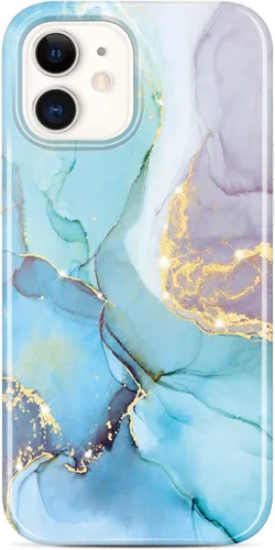 Miniatura 8 de Funda dorada con purpurina compatible con iPhone 12 Mini, diseño de mármol, delgada, a prueba de golpes, TPU suave de goma suave, funda de teléfono