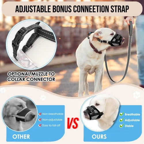 Miniatura 4 de SlowTon Bozal para perros – Protector bucal de malla suave para perros pequeños, medianos y grandes, Chihuahua, Husky Labrador Retriever, bucle