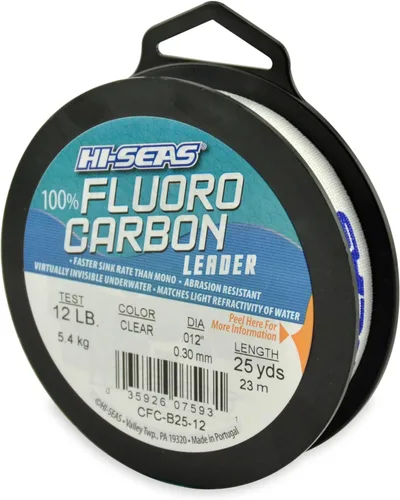 Miniatura 8 de HI-SEAS Líder de línea de pesca 100% fluorocarbono, líder invisible transparente, indetectable para peces, hundimiento rápido, 6 libras a 400 libras