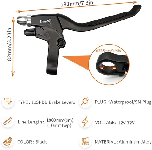 Miniatura 2 de Maneta de freno para bicicleta eléctrica WUXING 115PDD, empuñaduras de freno para bicicleta eléctrica o scooter E, accesorios de bicicleta eléctrica