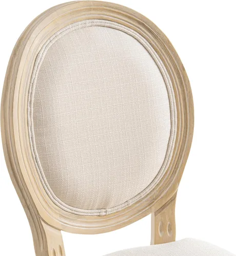 Miniatura 4 de chairus Juego de 2 Sillas de Comedor Estilo Granja Sillas de Comedor de Casa de Campo Francés Sillas Tapizadas de Tela Vintage con Respaldo Redondo