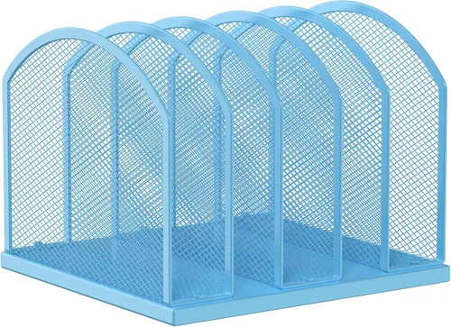 Miniatura 12 de Gawerk Organizador de escritorio vertical de 5 secciones, organizador de carpetas de malla de 5 secciones para oficina, hogar y aula (1, negro)