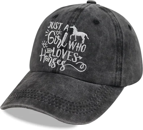 Miniatura 2 de Just Girl Who Loves Horse - Gorra de béisbol ajustable de algodón lavado para mujer