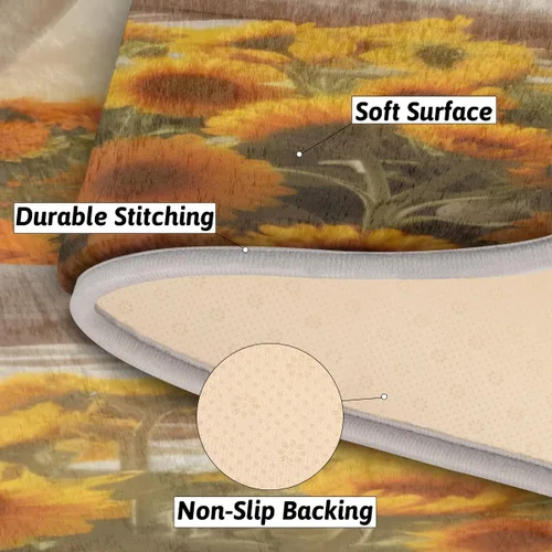Miniatura 6 de Lindas alfombras de baño de jirafa, girasoles, tapete de baño antideslizante de microfibra, tapete de baño absorbente y lavable a máquina, tapete a-4