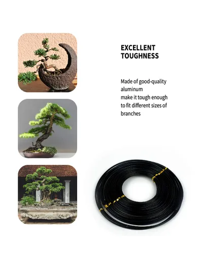 Miniatura 4 de 6 piezas de alambre para bonsái, 6 tamaños de 1 mm, 1,5 mm, 2 mm, 2,5 mm, 3 mm, 4 mm de alambre de aluminio negro, kit de herramientas para bonsái
