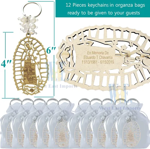 Miniatura 2 de 12 llaveros grabados personalizados con texto en inglés «Our Lady of Guadalupe», recuerdos de la primera comunión, bautizo, evento religioso