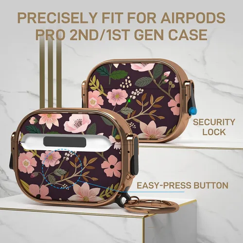 Miniatura 4 de Maxjoy Funda para AirPods Pro de 2ª/1ª generación con cerradura, bonita funda con cerradura para AirPods Pro 2 protectora dura cubierta para AirPod
