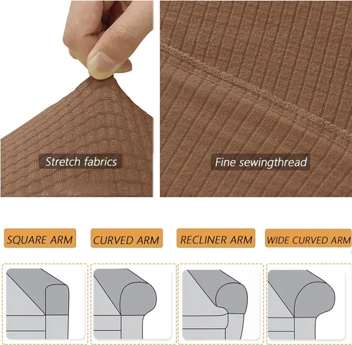 Miniatura 5 de 1 par de fundas elásticas para reposabrazos de sofá, fundas lavables para sillón, extraíbles a prueba de polvo, protector de sofá para brazos, Negro