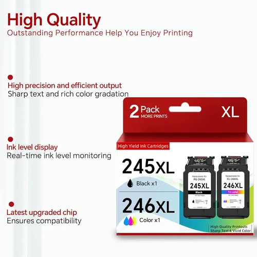 Miniatura 5 de 245XL 246XL Paquete combinado de cartuchos de tinta de repuesto para impresora Canon 245 246 PG-245 CL-246 XL MX490 MG2522 MX492 TR4520 TR4500