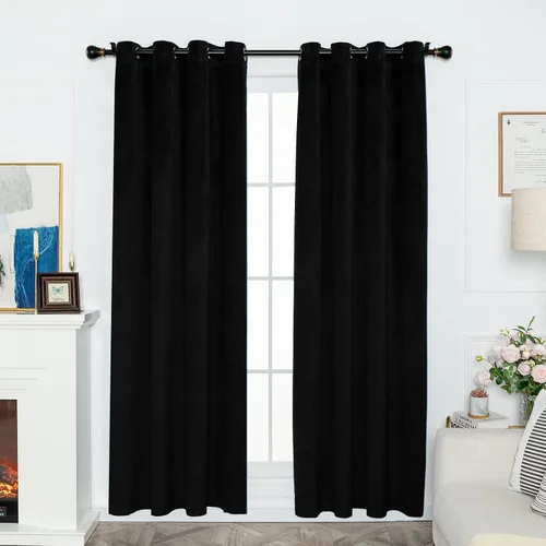 FY FIBER HOUSE Cortinas opacas de terciopelo súper suave, con aislamiento térmico, cortinas opacas con ojales, juego de 2 paneles para ventana de 52
