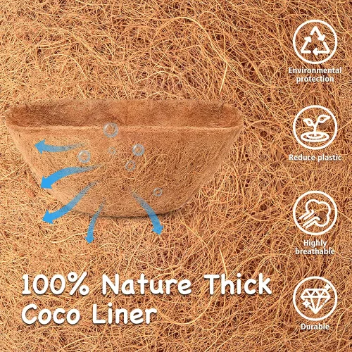 Miniatura 4 de LAVEVE Revestimiento de coco de 30 pulgadas de repuesto para cesta colgante de plantas, 2 forros gruesos de fibra de coco para macetas de flores