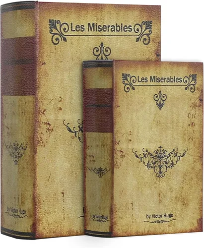 PACOLO Juego de 2 cajas decorativas de madera sintética realista de madera antigua, juego de almacenamiento para decoración del hogar, regalos,