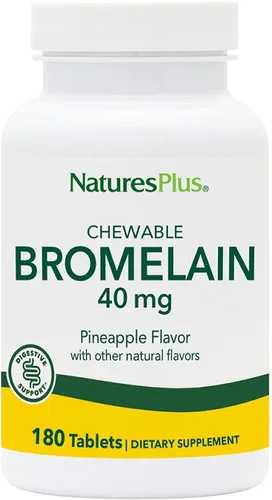 NaturesPlus Bromelina masticable - 180 tabletas - Suplemento enzimático proteolítico natural - Apoya la digestión, la salud de las articulaciones y