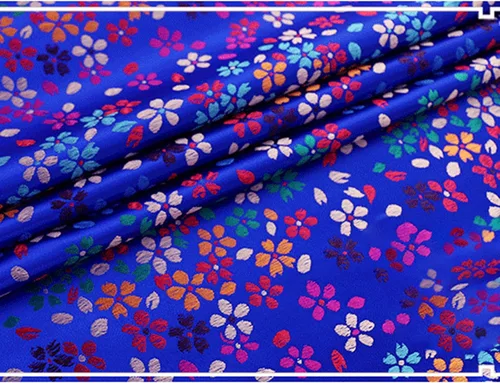 BAWHO Besutiful Teñido Jacquard Seda Satén Tela Estrellas Sensación Juguetón Cinco Pétalos Flor Pequeño Patrón Floral Coloreado Para Cheongsam
