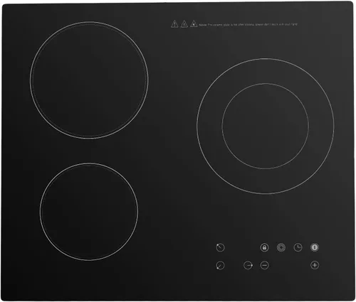 Placa eléctrica de 3 quemadores, estufa de cerámica de 24 pulgadas, 2600 W, 110 V, control táctil de 9 niveles con temporizador y bloqueo para