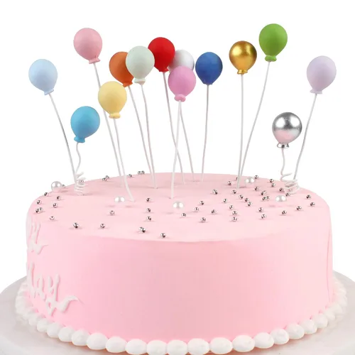 Miniatura 5 de Ercadio Paquete de 12 adornos de globos de resina redonda 3D para cupcakes para baby shower, niñas, niños, cumpleaños, boda, fiesta, suministros