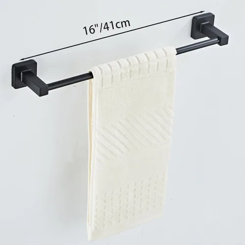 Miniatura 3 de Juego de Accesorios de Baño Negro Mate de 8 Piezas, Juego de Barras de Toalla de Acero Inoxidable Montado en la Pared, Incluye Barra de Toalla