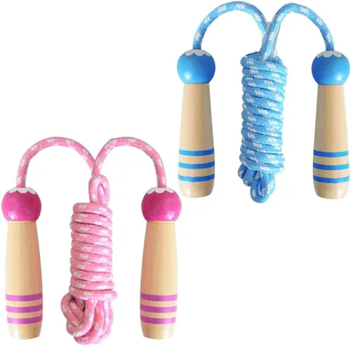 Cuerda de Saltar para Niños, Lorvain Cuerda de Saltar Ajustable, Cuerdas de Saltar para Niños con Mango de Madera para Niñas y Niños, Cuerdas de