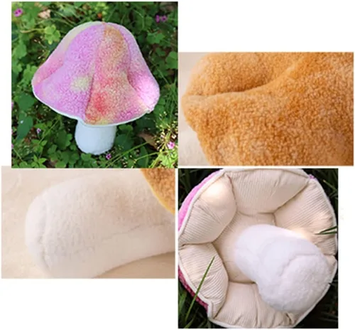 Miniatura 3 de Almohada de felpa 3D con forma de hongo, almohada de suelo, sofá, almohada para decoración del hogar, almohada de regalo (12.5 pulgadas, marrón)