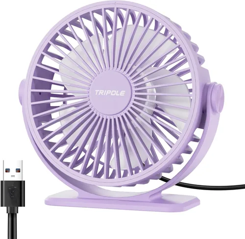 Miniatura 11 de TriPole Ventilador de escritorio con USB, ventilador pequeño portátil de 3 velocidades con brisa fuerte ajustable, mini ventiladores personales