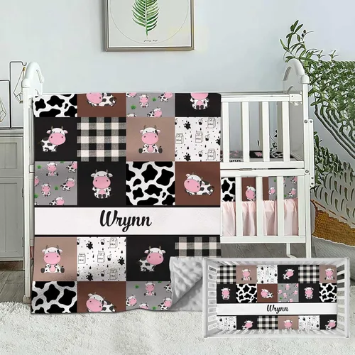 Miniatura 14 de Juego de ropa de cama personalizado para cuna de bebé, edredón de cuna con nombre personalizado, ropa de cama de vaquero para guardería, juego de 2