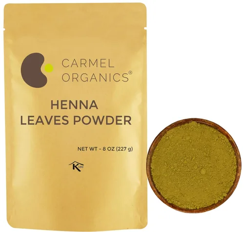 CARMEL ORGANICS Hojas de henna en polvo (8 onzas o 8.01 oz) para el color del cabello | Hecho con hojas de henna naturales y puras | Sin