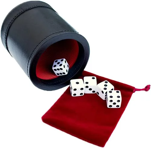 Miniatura 9 de Alex Cramer Golden Gate - Juego de 5 dados blancos, bolsa con cordón y juegos de libro de dados (dados de mentiroso) incluidos, taza de dados