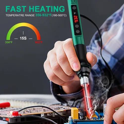 Miniatura 3 de Kit de soldador, pistola de soldadura de 70 W con pantalla digital LED, temperatura ajustable 356-932℉ Kit de soldadura para electrónica, incluye 5
