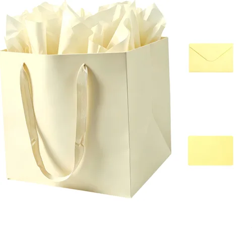 Miniatura 18 de JUNESHE Bolsa de regalo cuadrada negra grande con asas y papel de seda, 9.84 pulgadas, gran envoltura de regalo gigante para cumpleaños, boda