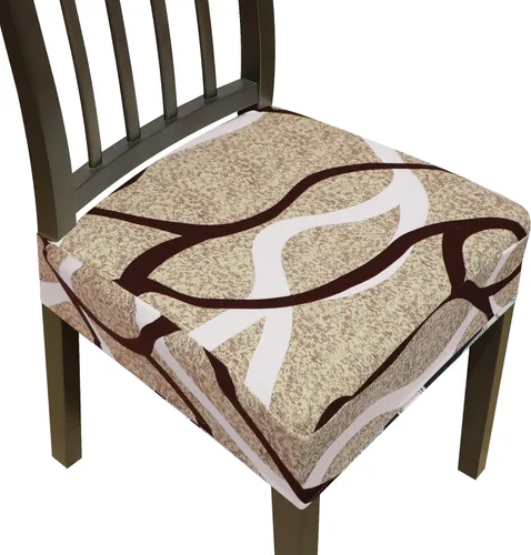 Miniatura 8 de Juego de 4 fundas elásticas para sillas de comedor, fundas para sillas de comedor, fundas para sillas de cocina, fundas de asiento extraíbles y Beige
