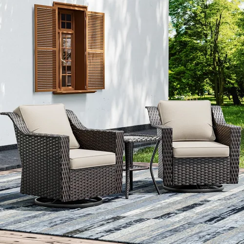Miniatura 11 de Joyside Sofá de patio – Sofá de ratán de 3 plazas, sofá de respaldo alto para todo tipo de clima, tamaño grande mejorado con cojines de asiento de 4