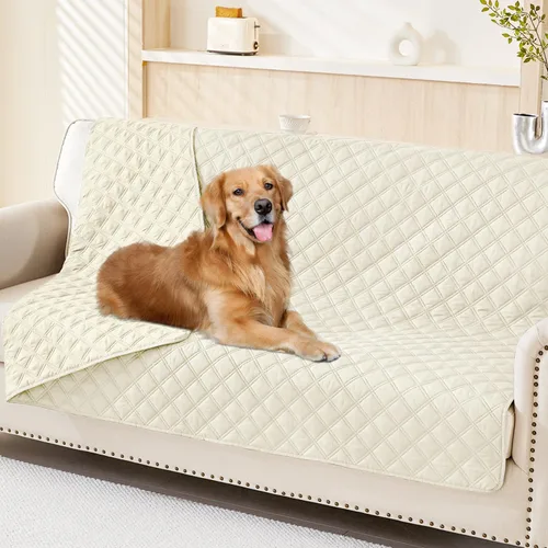 Miniatura 93 de Smiry Funda impermeable para cama de mascota, suave y lavable, para muebles, cama, sofá, reversible, a cuadros (30 x 53 pulgadas, color beige/beige)