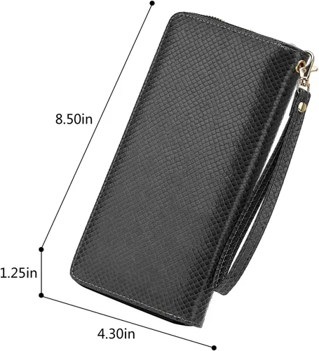 Miniatura 3 de Cartera de piel sintética con cremallera y bloqueo RFID para mujer, ideal para viajar