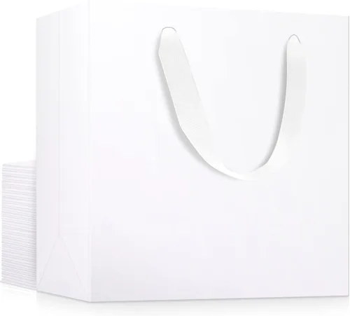 Miniatura 61 de EUSOAR Bolsas de Regalo Grandes Azul Marino, Paquete de 25 - Bolsas de Papel de Compras de 12.5"x4.5"x11" con Asas para Negocios, Manualidades