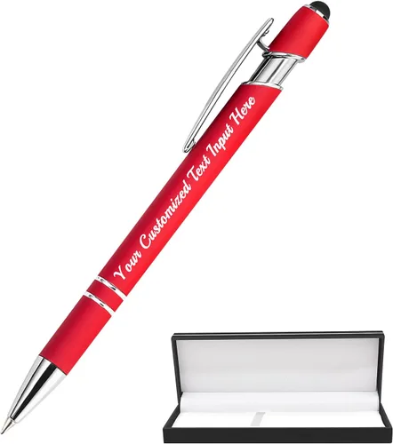 Miniatura 48 de Bolígrafo personalizado, 50 bolígrafos personalizados, grabado a granel con logotipo de nombre, lápiz digital de tinta negra suave con toque