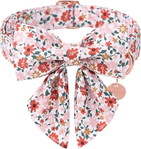 Miniatura 35 de Collar para perro con pajarita, Collar de algodón con pajarita para cachorro, Collar para perro azul para niña o niño con hebilla de metal duradera