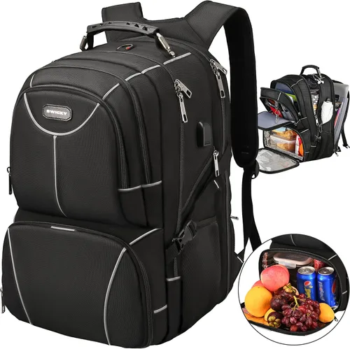 Miniatura 8 de Mochila extra grande para hombre, mochila para laptop con lonchera térmica aislada, mochila de viaje de 15.6 pulgadas con puerto de carga USB