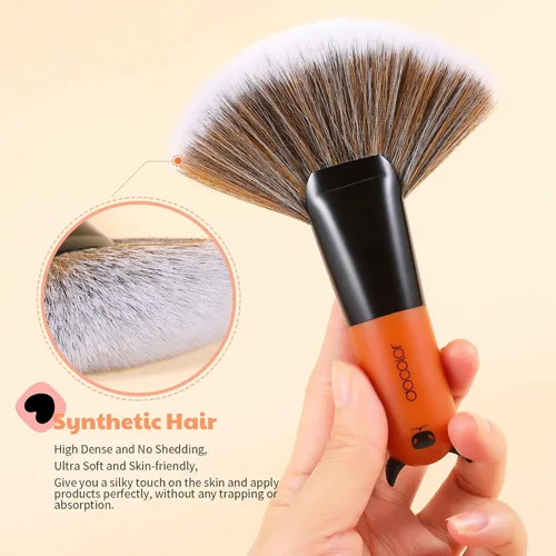Miniatura 3 de Docolor Brocha profesional para maquillaje facial Kabuki, herramienta cosmética de pelo sintético de alta calidad, cepillo de ventilador Red BULL