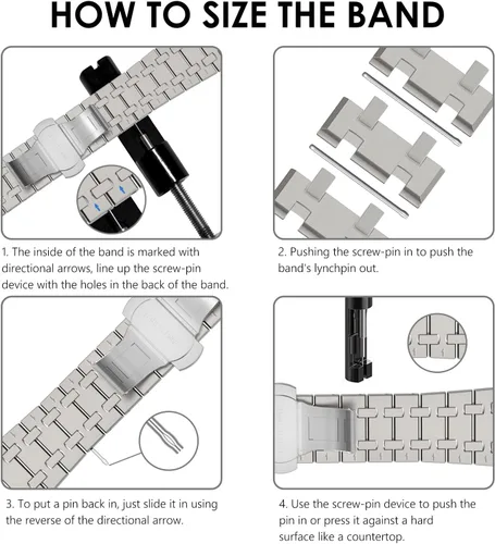 Miniatura 6 de CHANCHY Correa de acero inoxidable compatible con Apple Watch Ultra 3/2/1 de 1.732 pulgadas, Series 11/10 de 1.812 pulgadas, 9/8/7 1.772 pulgadas