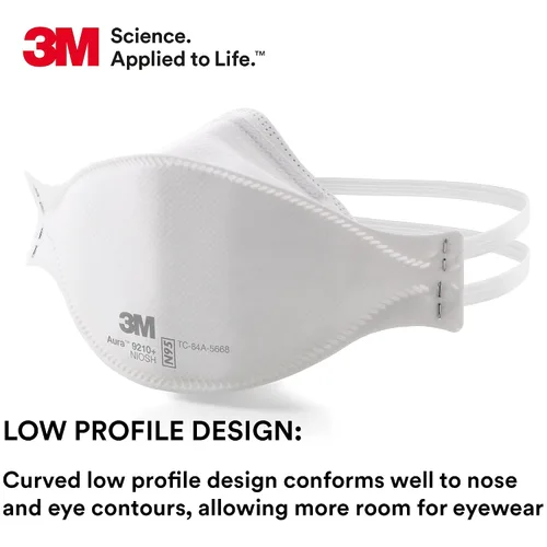 Miniatura 3 de 3M Aura - Respirador de partículas 9210+, N95, paquete de 240 respiradores desechables, aprobado por NIOSH, cómodo envuelto individualmente, diseño