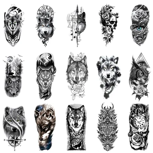 Miniatura 2 de Glaryyears Tatuajes temporales de animales para hombres, mujeres y adultos, paquete de 15 tatuajes falsos grandes, tatuajes realistas de larga
