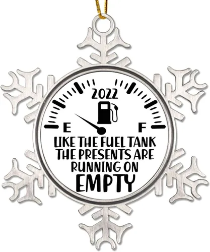Miniatura 14 de Adorno de Navidad de metal 2022 con diseño de copo de nieve con agujero de gas real, colgante divertido de cotizaciones de precios de gas alto