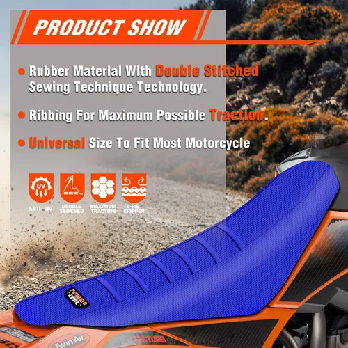 Miniatura 4 de Funda de asiento para moto fewfuss - Funda de asiento universal con raya blanca para moto de tierra - Fundas de asiento para moto de motorcross Azul