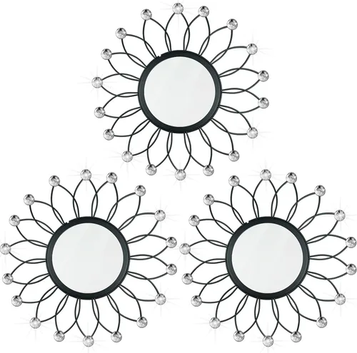 Miniatura 23 de Paquete de 3 espejos metálicos para pared, con diseño de rayos de sol, para decoración del hogar, arte decorativo para colgar en la pared para sala