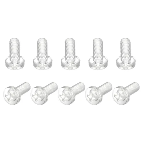 Miniatura 13 de uxcell M2x6mm plástico Phillips pernos 50pcs PC Pan cabeza máquina tornillos transparentes