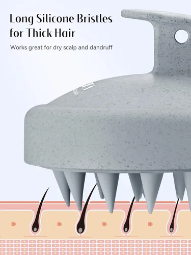 Miniatura 6 de HEETA Masajeador para el cuero cabelludo para el crecimiento del cabello, cepillo de champú de silicona para el cuero cabelludo, cepillo exfoliante