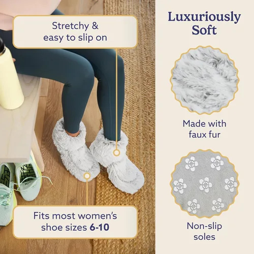Miniatura 3 de warmies Microwaveable House Slipper Boots for Women - Womens Shoe Sizes 6-10 - Comfy, Soft & Fuzzy Indoor Bootie Slipper with Backs & Memory Foam