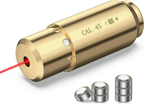 CVLIFE Bore Sight Laser 223 5.56mm/9mm/.243.308/12 Calibre/7.62x39mm/.45 acp Visor Láser Rojo con Baterías