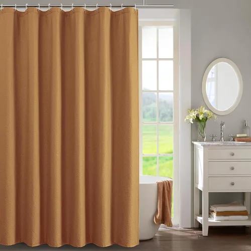 Miniatura 58 de OWENIE Cortina de ducha blanca para baño, 96 pulgadas, extra larga, elegante cortina de ducha de tela texturizada en relieve 3D, repelente al agua